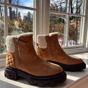 Nine West Tan Quilted Winter Boots